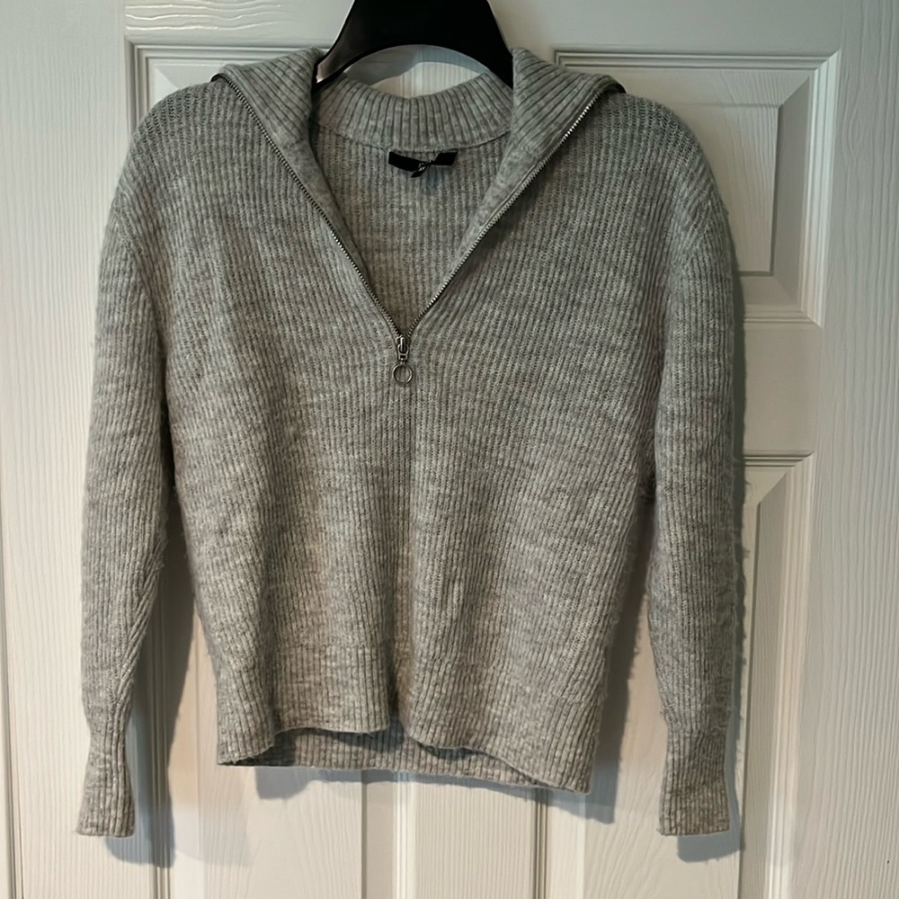 Quince Wool Blend Grey Half Zip Sweater Size XS
